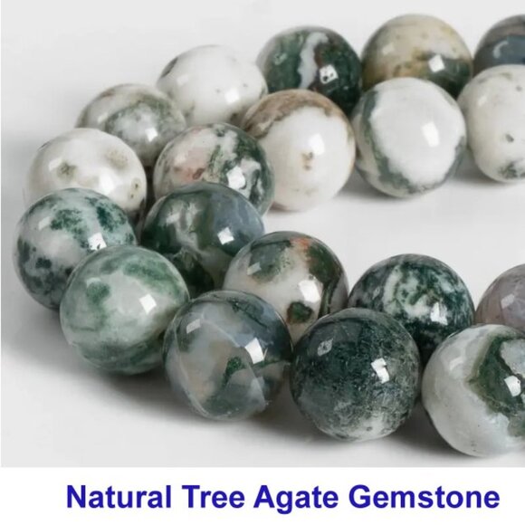 Natural Tree Agate Gemstone 15" Strand - Picture 1 of 3